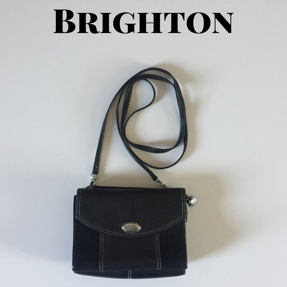 Brighton Black Leather & Suede Crossbody Bag